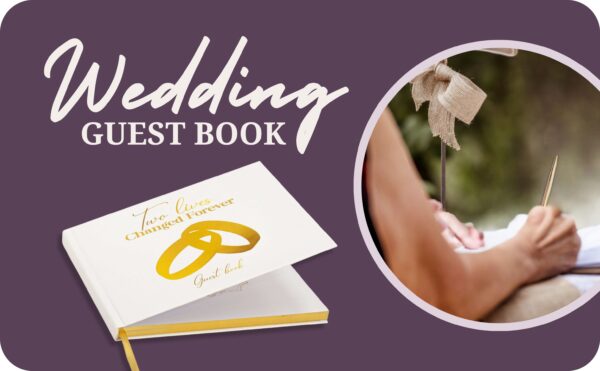 Wedding guest book/sign in with gold accents